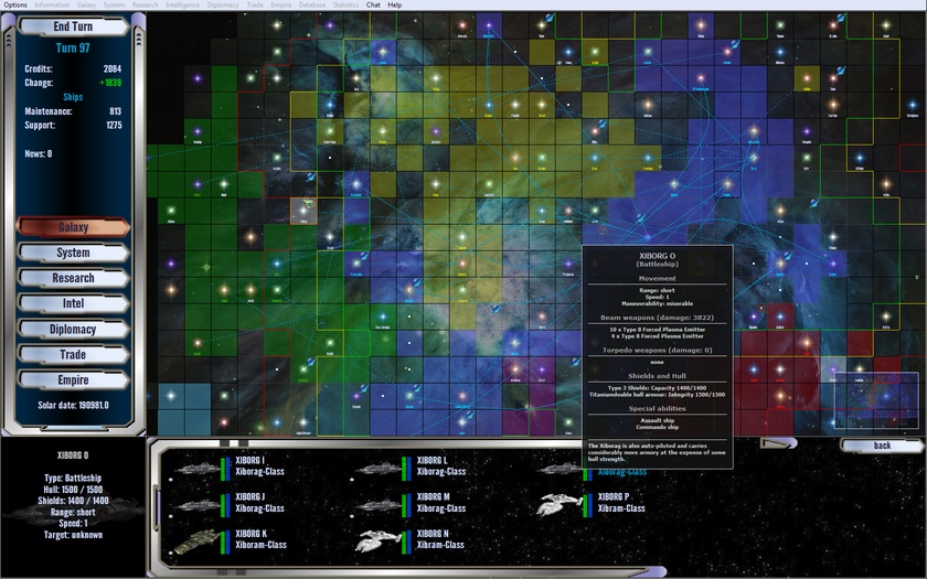 Galaxieansicht mit Minorraceflotte im System